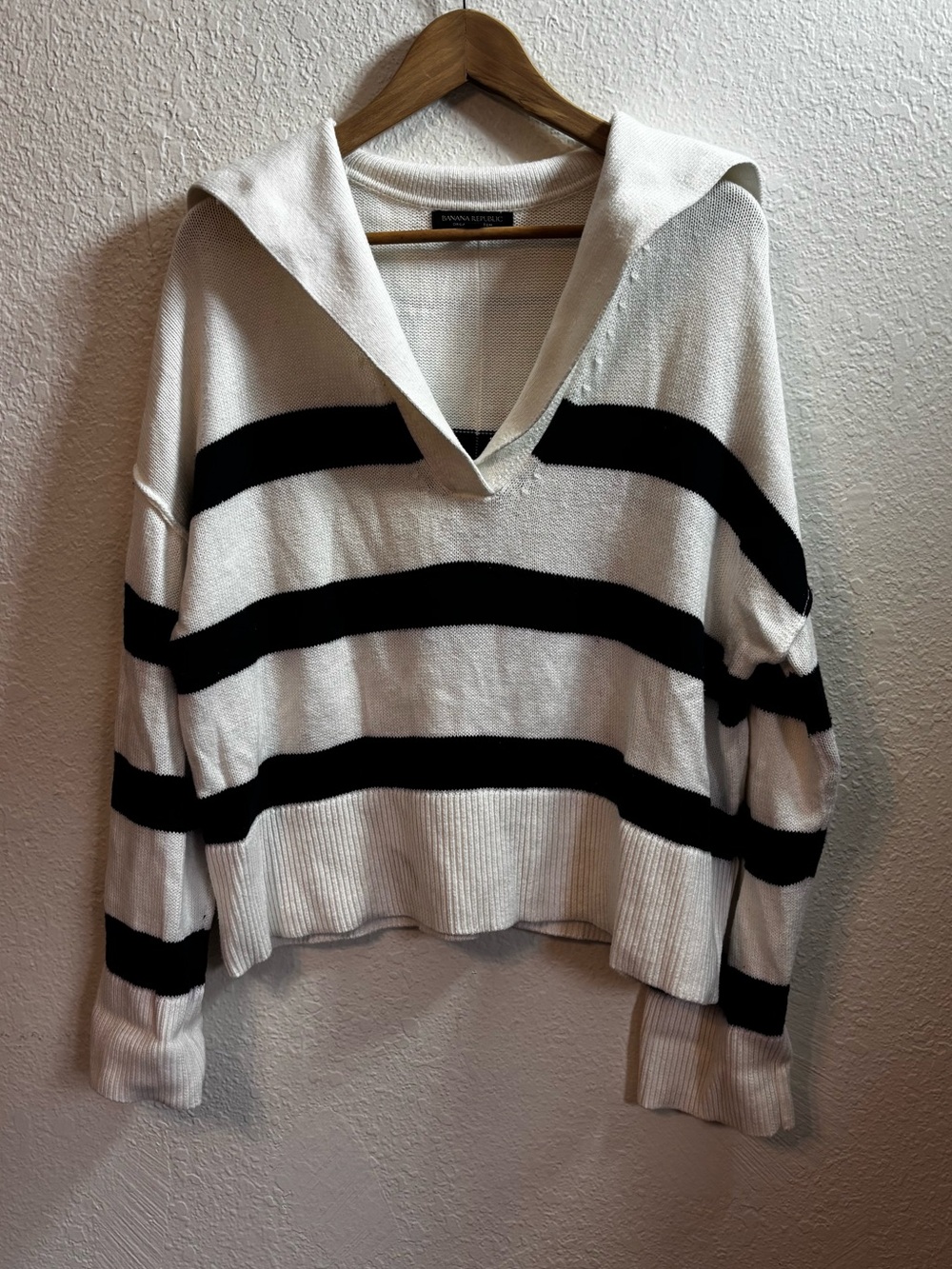 Banana Republic Organic Cotton Striped Sailor Collar Sweater Medium